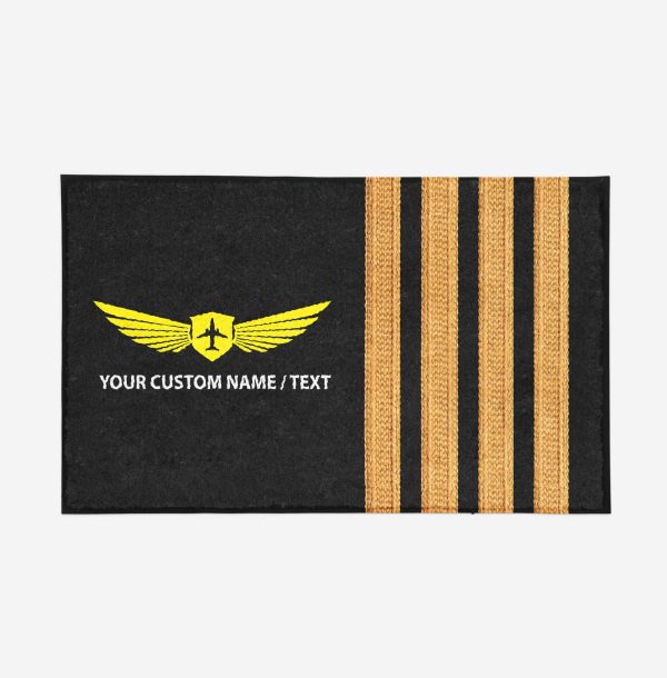 Your Custom Name or Text & Golden Epaulettes (4 Lines) Designed Door Mats Fashion