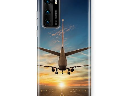 Airplane over Runway Towards the Sunrise Designed Huawei Cases on Sale