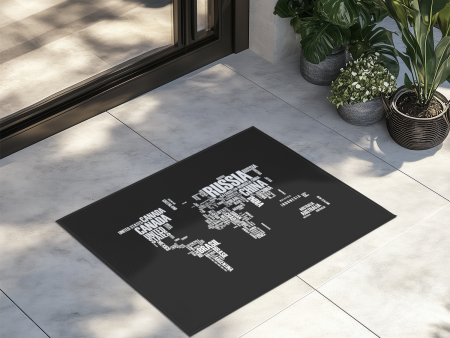 World Map (Text) Designed Door Mats Sale