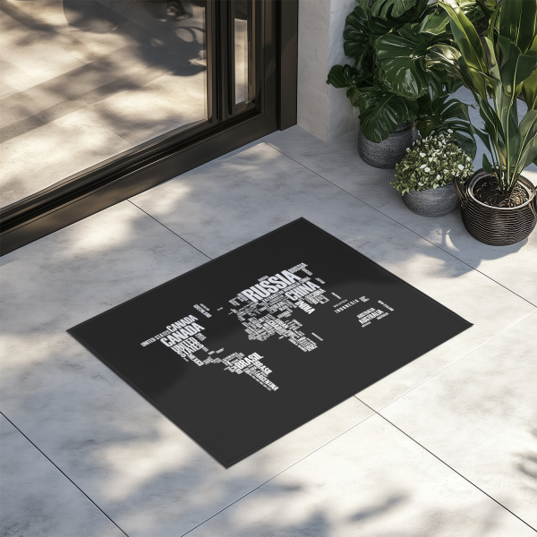 World Map (Text) Designed Door Mats Sale