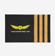 Your Custom Name or Text & Golden Epaulettes (3 Lines) Designed Door Mats Fashion