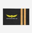 Your Custom Name or Text & Golden Epaulettes (2 Lines) Designed Door Mats Sale