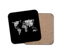 World Map (Text) Designed Coasters For Cheap