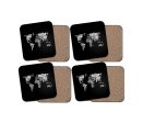 World Map (Text) Designed Coasters For Cheap