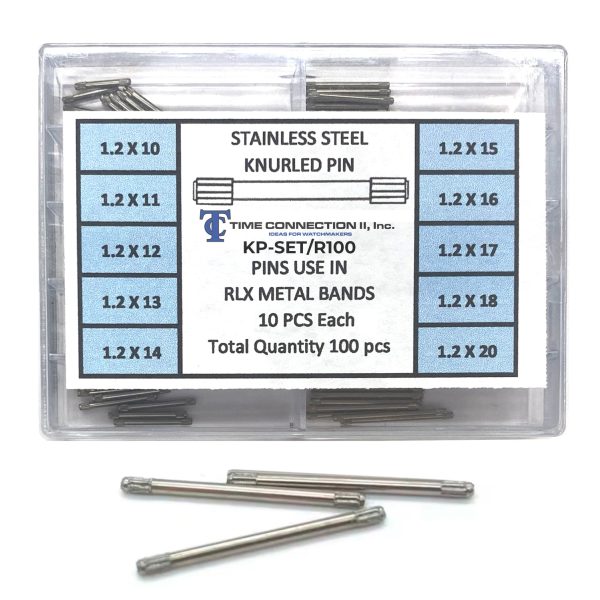 Assortment Stainless Steel Knurled Pins for Rolex Metal Band (100 Pieces) For Sale